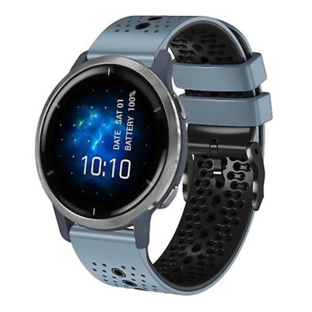 Til Garmin Venu 2 22 mm perforeret tofarvet silikoneurrem
