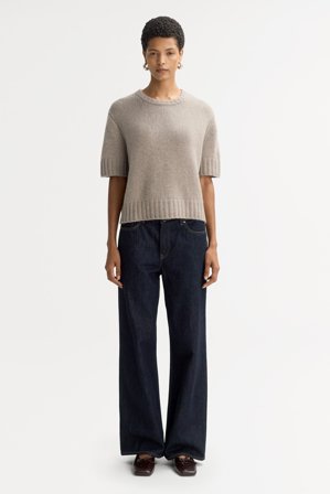 Soft Goat - Chunky short sleeve - Women cashmere sweater - XL - Greige