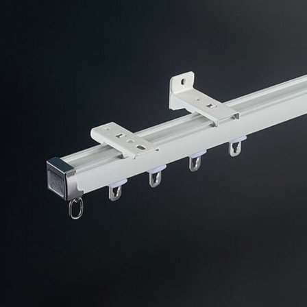 Tykt gardinstang, lydløs aluminiumslegering, dobbelt spor gardinskinne (elfenbenshvid)