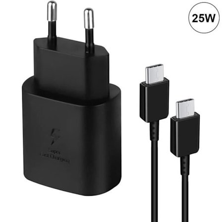 Laddare och USB-C-kabel 25W - E.F.CONNECTION - Xiaomi Mi 11 - Snabbladdning - 1 meter - Svart
