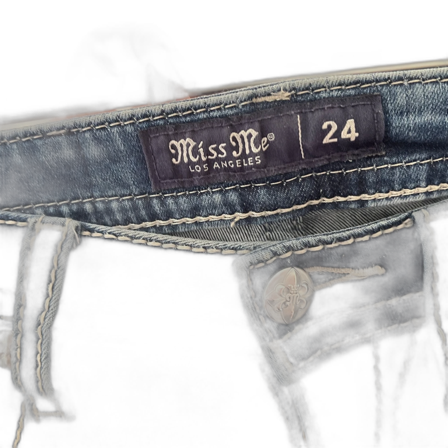 Miss Me Jeans Blåa Midwaist med broderade bakfickor