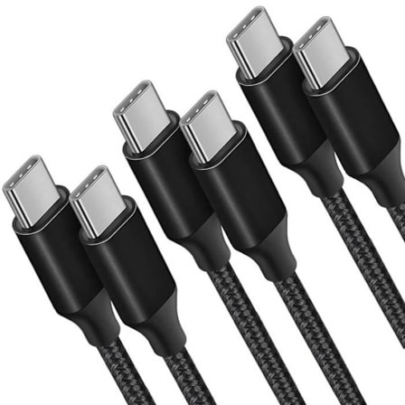 3x Snabb USB-C till USB-C-kabel 3A för Samsung S25 S24 S23 Ultra S23+ S22+ S22 Plus S21 FE S21 Ultra S10 - Svart nylonflätad 1M