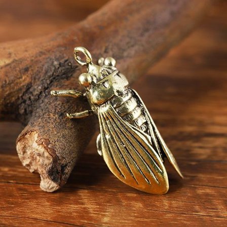 Imitation Brass Cicada Casting Statue Mini Animal Metal Figurin