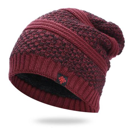 Varm Stickad Mössa För Män Med Mjukt Fleece Innerfoder Red