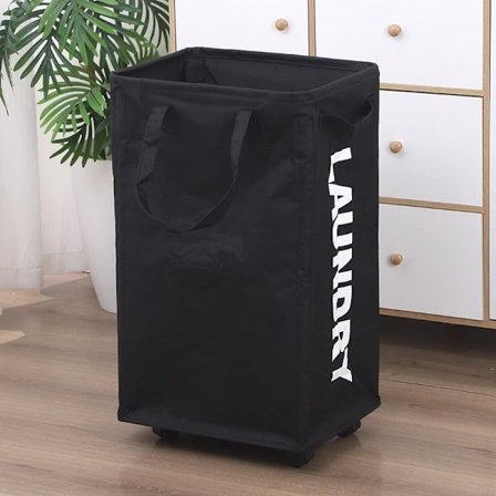 Vasketøjskurv med Hjul – 48/75L Rullende Vasketøjsspand med Aftagelig Vasketøjspose_TF_TF