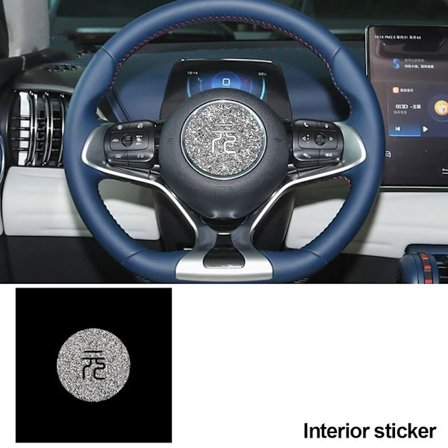 Legeringsbil rattpanel trim klistermärken klistermärke ring rundade hörn ram biltillbehör för 3 yuan Plus 2022 2023~01036