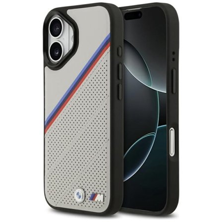 BMW M Tricolor MagSafe-fodral med metallogo för iPhone 17 - Grå