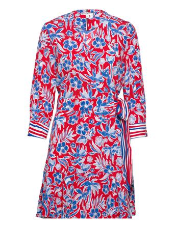 Vis Wrap Knee Dress 3/4 Slv Kort Kjole Multi/mønstret Tommy Hilfiger