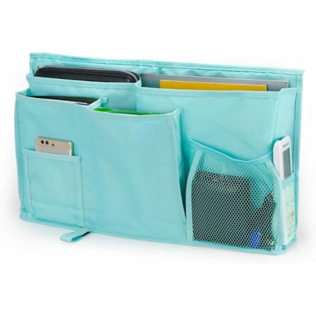Organizer - 8 fickor hängande förvaringsväska vid sängen med rem för mobiltelefon, surfplatta, böcker, vävnad, perfekt för säng, sovsal, sjukhus, Ca 