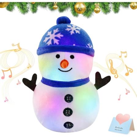 Led Musikk Snømann Jul Kosedyr Lys Opp Plysj Leke Myk Søt Syngende Animert Pals For Barn, 11'' (snømann)