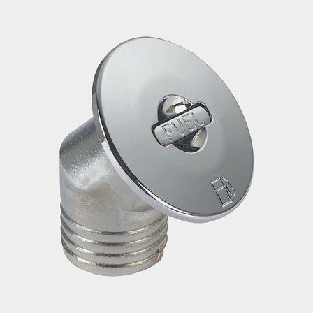 Deck filler water Foresti & Suardi Brass Deck Filler Water, angled 30°, chrome-plated brass & stainless steel cap, for Ø38 mm hose