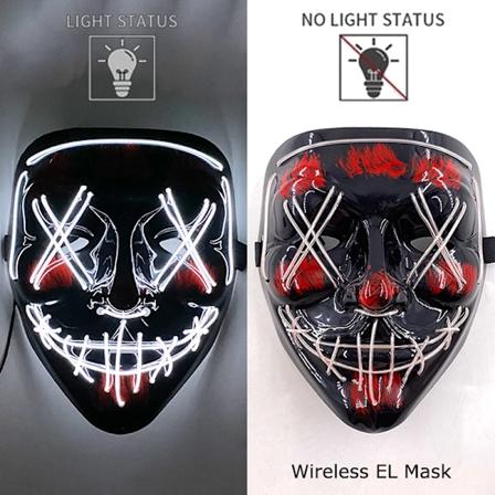 Langaton Halloween Neon LED Purge-naamio Maski naamiointijuhliin Valo hohtaa pime ss Kauhumaskit Hohtavat naamiot white