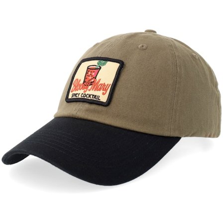 Iconic - Groen unconstructed Cap - Bloody Mary Spicy Cocktail Stone Washed Olive/Black Dad Cap @ Hatstore