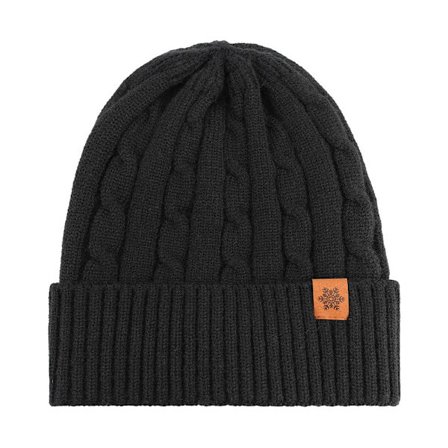 Vinterhatte til mænd, varme udendørs strikkede hatte, sort