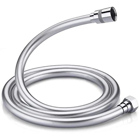 G852 PVC Slät Duschslang 1,5m/1,2m, Ersättningsslang för Dusch, med Mässingskopplingar, Flexibel och Trasselfri, Silver