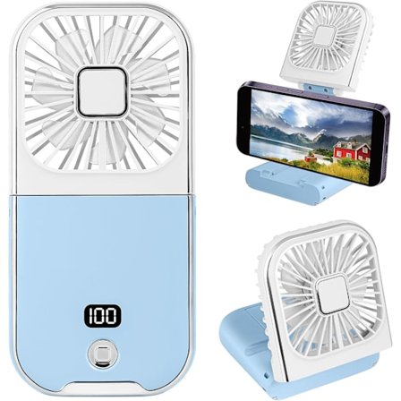 Sammenleggbar håndholdt vifte med LED-display, Mini bærbar personlig vifte USB oppladbar Power Bank vifte, batteridrevet 180° Fol