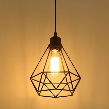 Industriell Hengelampe Armatur Retro Lysekrone Taklampe Vintage Svart Lampebur Takbelysning Metallskjerm (Uten Pære)