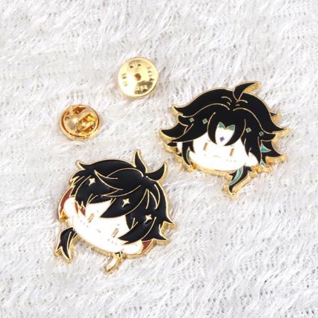 Genshin Impact Metal Badge Förtjocka Bröstnål Figur Brosch Present