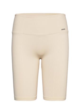 Oat White Luxe Seamless Biker Shorts Running/training Tights Beige AIM'N