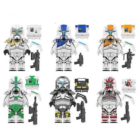 6 stk. Star Wars Clone Trooper Hjelm Actionfigurer Byggeklosser Leker For Barn Gaver