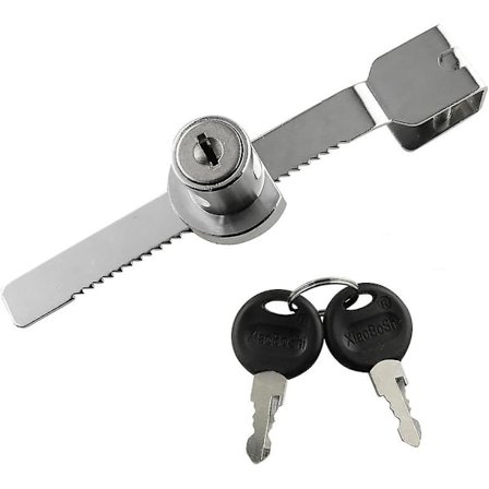 2 stk skyvedørslås med skralle for store glassdører, skap med skyvedører i glass, låser med nøkler (FMY)