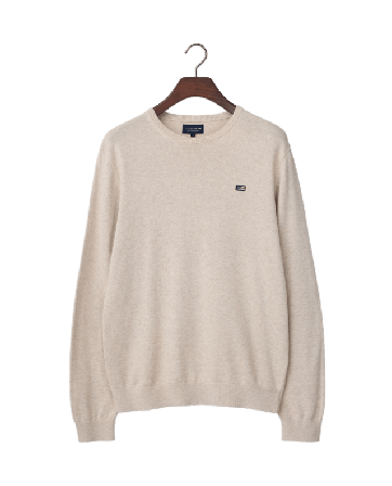 Lexington Cotton Crew Neck Sweater Tröjor Herr Beige S