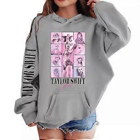 Taylor Swift Pige Hooded Sweatshirt Tops Casual Langærmet Hoodies Løstsiddende Trøje Hoody (12-13 År Grå)