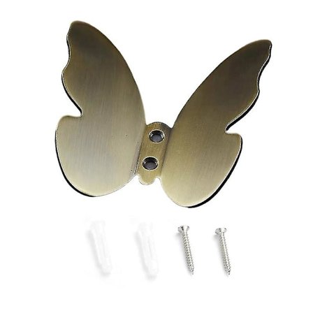 Veggmontert krok i sommerfuglform, messing, kleshengere, håndkleholder, arrangør