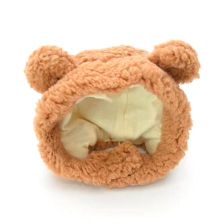 Tecknad Bear Form Pet Cap Kattunge Hatt Husdjursmaterial Brown S