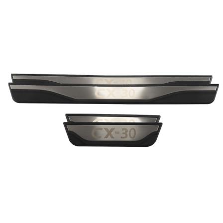 Dørterskelbeskyttelsestilbehør for Mazda Cx-30 Cx30 Bil Rustfritt Stål Scuff Pedalbeskytter Styl