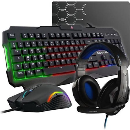 THE G-LAB Gaming Argon Combo Calvier + Mouse and Mat + Headset - KEYZ 120 FR, KULT 130, KORP 150, PAD - FR
