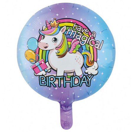 Folieballong Enhörning Magical Birthday 46 cm