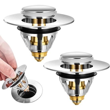 Universell pop-up-vaskavløp, anti-tett avløpsfilter, rustfritt stål S