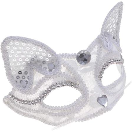 Halvspets för par Räv Halvt ansikte Vintage Halvt ansiktsmaskerad festdekorationer för Halloween Mardi Gras maskeradfest 1 st (vit)
