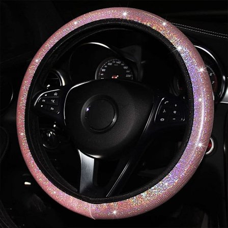 Vaaleanpunainen auton ohjauspyörän suojus, joustava ohjauspyörän suojus