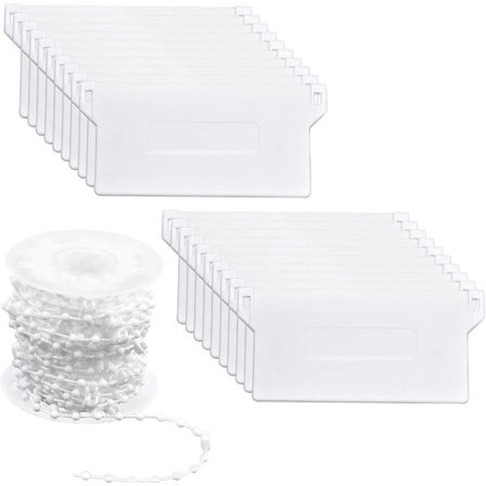 Komplet sæt med 20 stk. lamelvægte og 10 meter hvid kæde til persienner