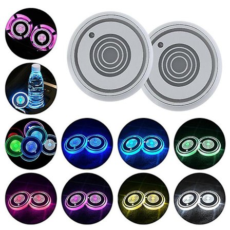 2 stk. 7 farger bil LED koppholder lysmatter bil coasters flaske atmosfære lys konstellasjon baklys LED koppholder pads|drikkeholdere|