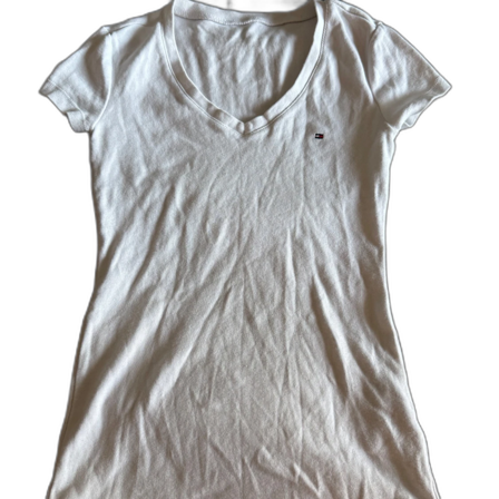 Vit v-ringad t-shirt från Tommy Hilfiger