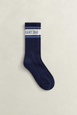 GANT Herren Gestreifte Logo Sportsocken (43-45) Blau
