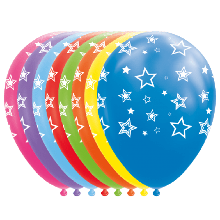 Ballonger flerfärgade med stjärnor 8-pack - Partyninja.se