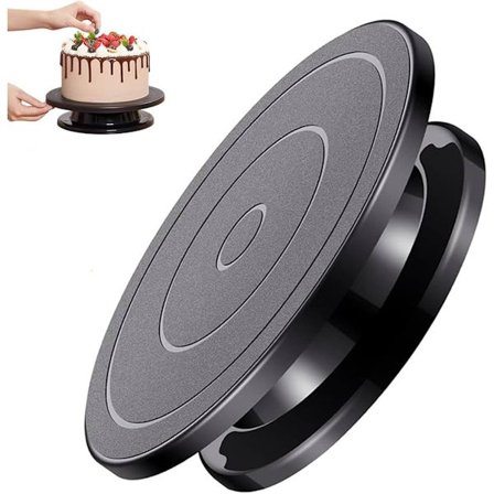 ING Kageopsats - Roterende kageopsats - Kageopsats med base - Kagedrejebord - Diameter 27,5 cm - Sort