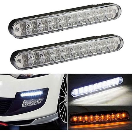 2-pak gule 30 LED SMD kørelys med automatisk blinklys - DRL TFL med blinklysfunktion