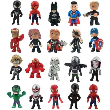 Superhelte Mini Action Figurer Sæt med 20 til drenge, Super&Man Cupcake Topper figurer til børn
