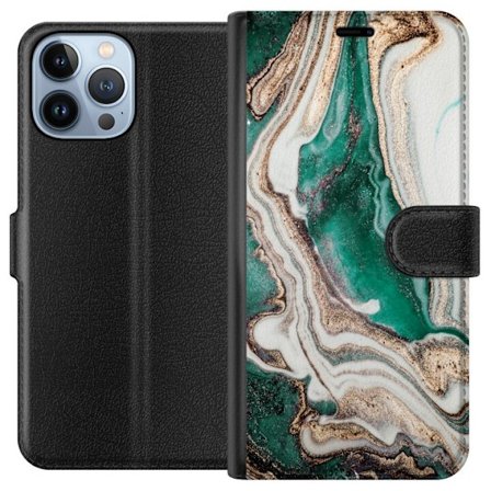 Yhteensopiva Lompakkokotelo Apple Apple iPhone 13 Pro Max Vihreä/Kulta marmori