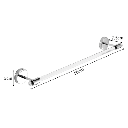 Handdukshängare för badrum 20 tum klar akryl Lucite handdukshängare väggmonterad handdukshängare (blank silver), handdukshängare