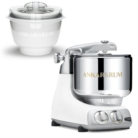 Ankarsrum AKM 6230 -yleiskone + jäätelökone, glossy white