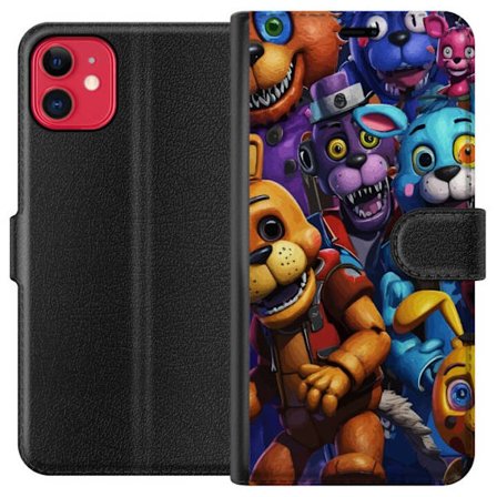 Kompatibelt Plånboksfodral till Apple iPhone 11 Färgstarka animatroniska figurer inspirerade av Five Nights at Freddy’s, intensiv blick, neonljus,