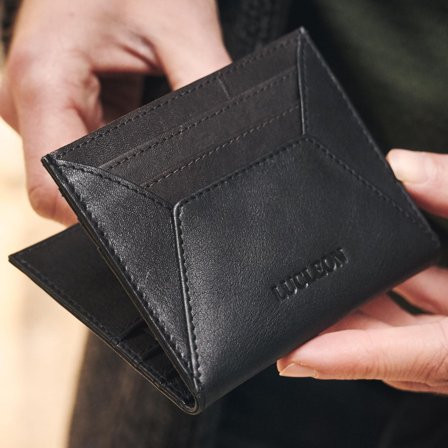 Portacarte Loren in pelle marrone scuro e nero con protezione RFID per uomini - Portacarte