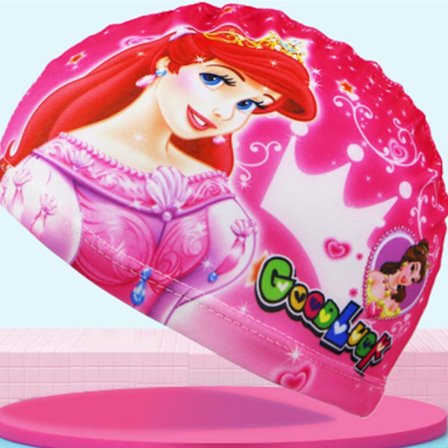 Barn Svømmehette med Tegneseriefigurer, Nylon Svømmehette for Barn, Badehette for Gutter og Jenter, A