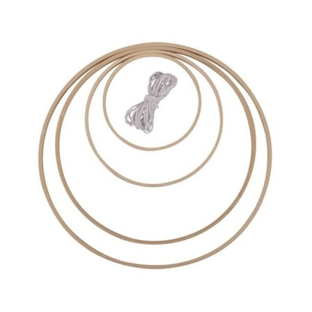 4 bambu ringar och bomullstråd att hänga Ø 12 till 30 cm